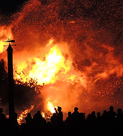 Fire fighters battling a fire